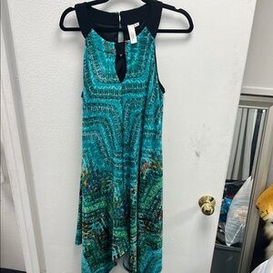 Emma & Michele High-Low Dress in Teal and Black